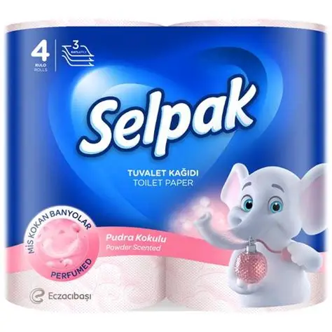 Selpak Toilet Paper Perfumed Powder Scented 3ply 4 Rolls 12 Bundle