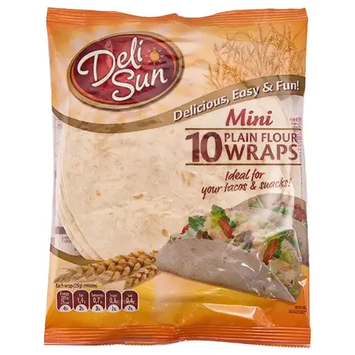 Deli Sun 10 Plain Flour Wraps mini 14cm 250gm